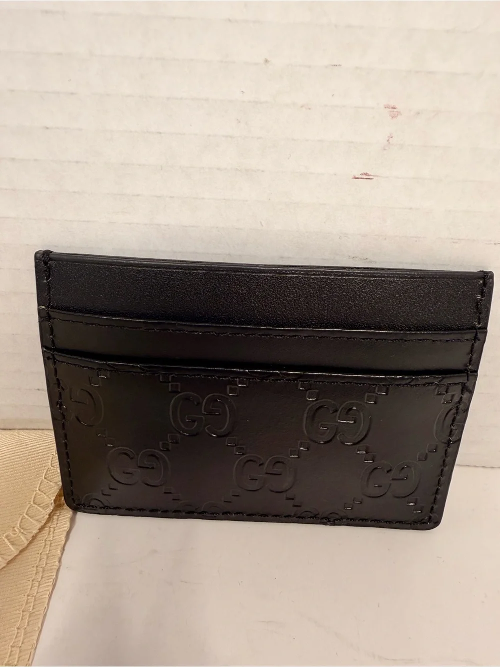 Gucci Signature Leather Card Holder with Silver-Tone GG Logo